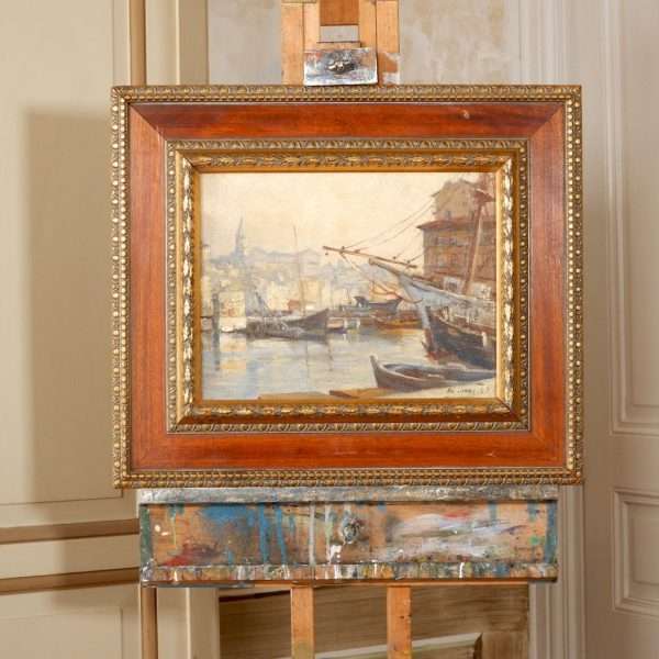 Marseilles harbor oil painting