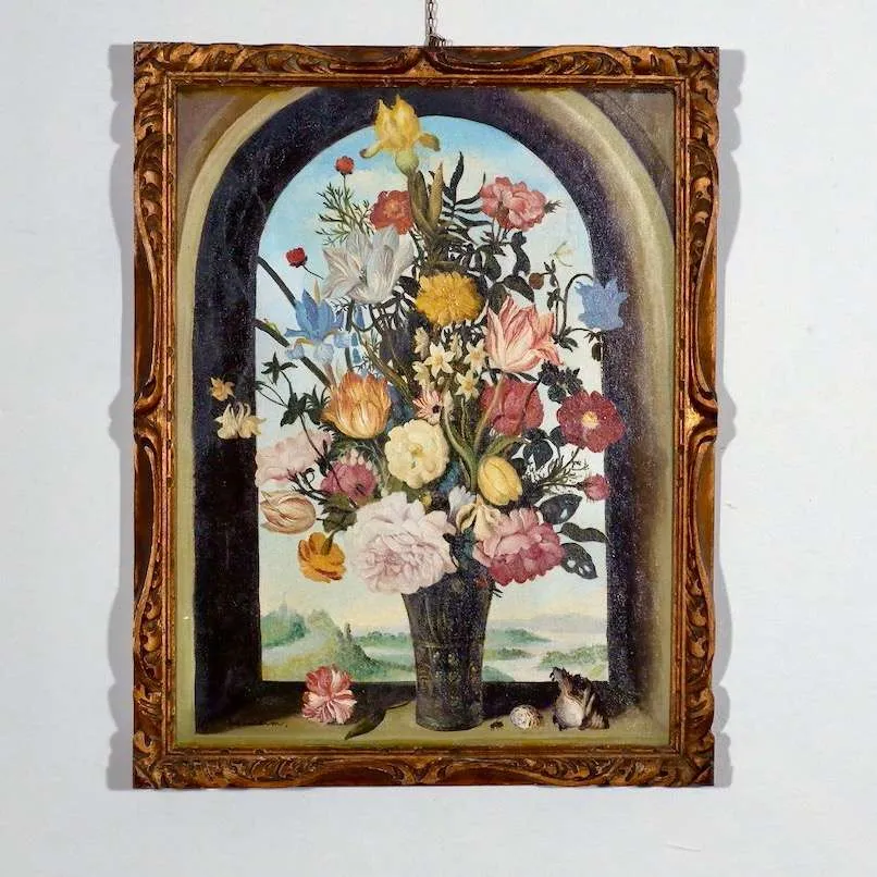 Vase of Flowers in a Window Niche