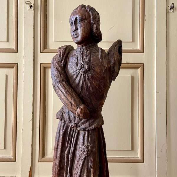 16th-century Oak Angel, carved Oak statue