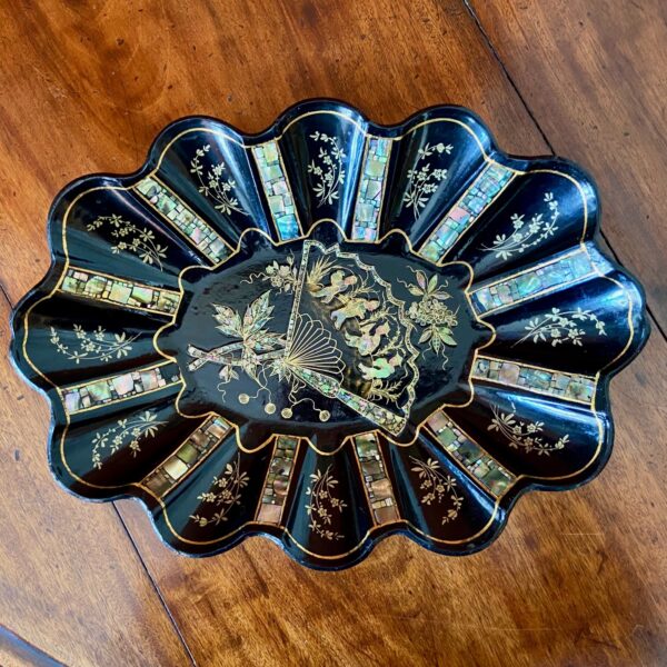 "Pair of papier-mâché trays with mother-of-pearl inlay" - Image 7
