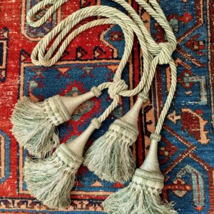 large Pair of Antique Chateau curtain tie backs with tassels