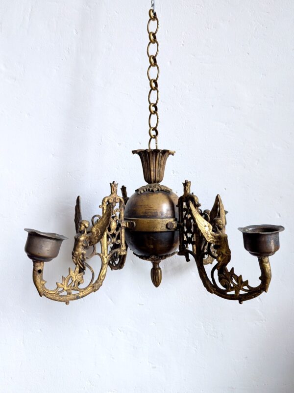 French Empire Gilt Bronze Chandelier 